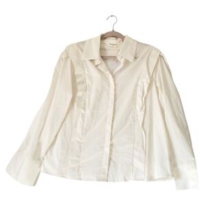 Commense Ivory White Buttonup Shirt Collar Cuff Long‎ Sleeve Tops Size XL NWT